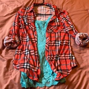 Flannel and Maurice’s tank top